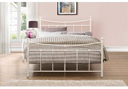 4ft6 Double Emma Traditional Cream Metal Tubular Bed Frame 3